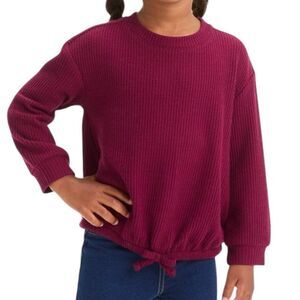 NEW Cat & Jack Girls' Waffle Long Sleeve Shirt Burgundy 18 Month
